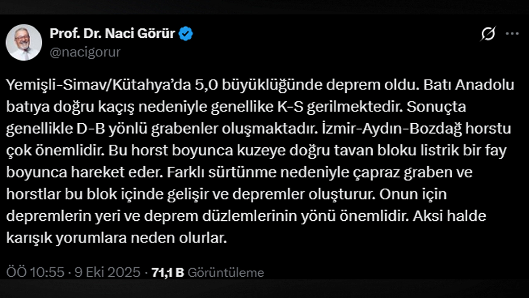 Prof. Dr. Görür'den deprem açıklaması!