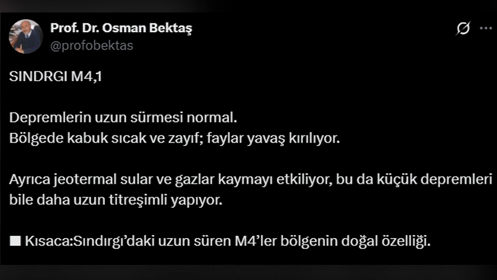Deprem uzmanı Bektaş'tan deprem açıklaması!