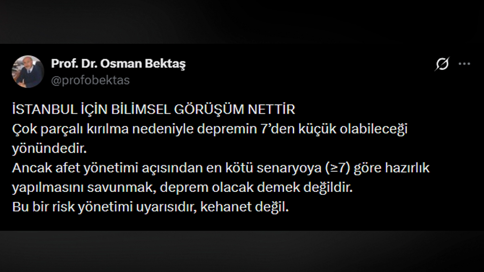 Bektaş deprem riski konusunda kritik hatırlatmada bulundu