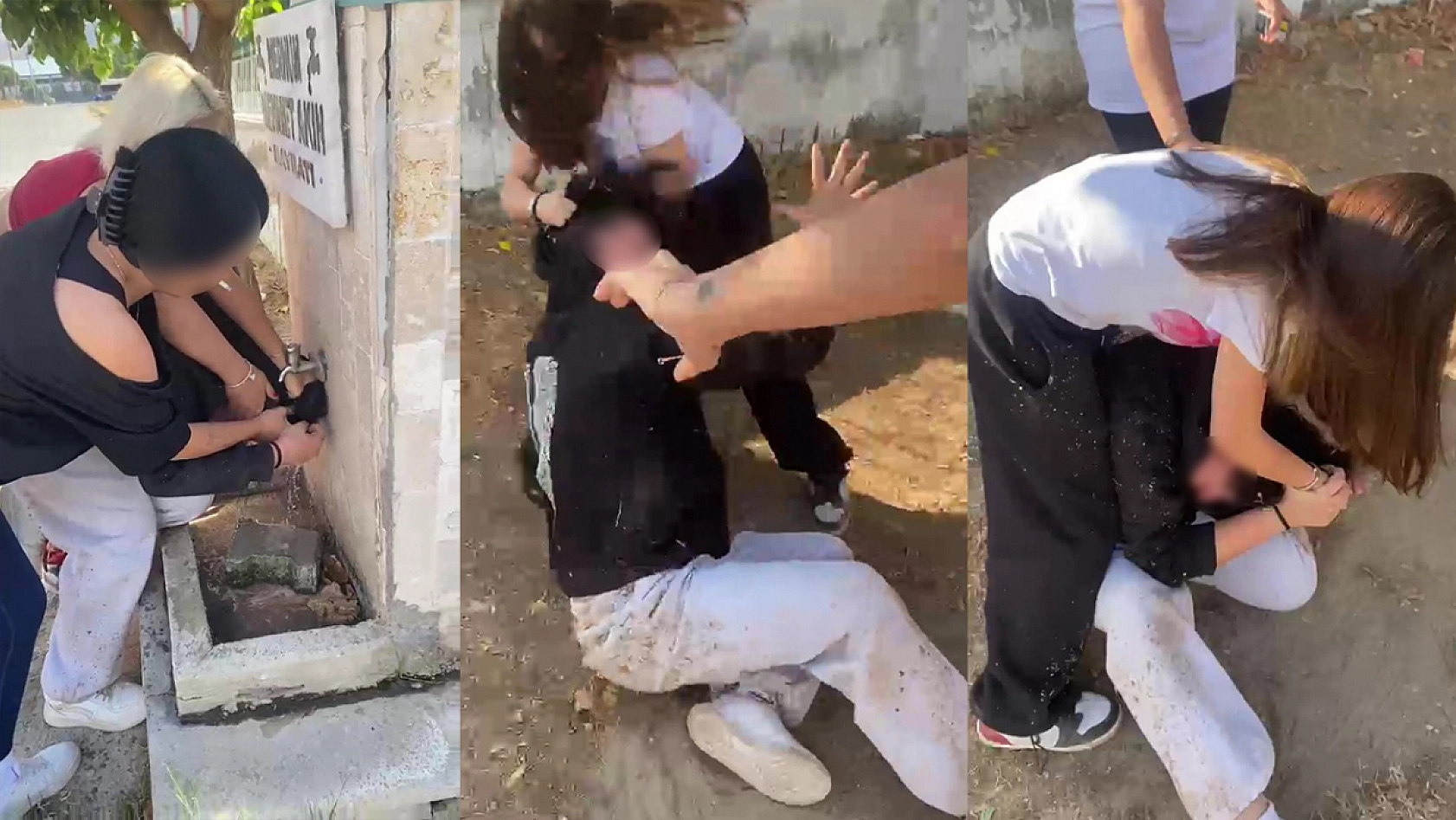Dehşet anlar! Kız çocuğunu ıslatıp dövdüler