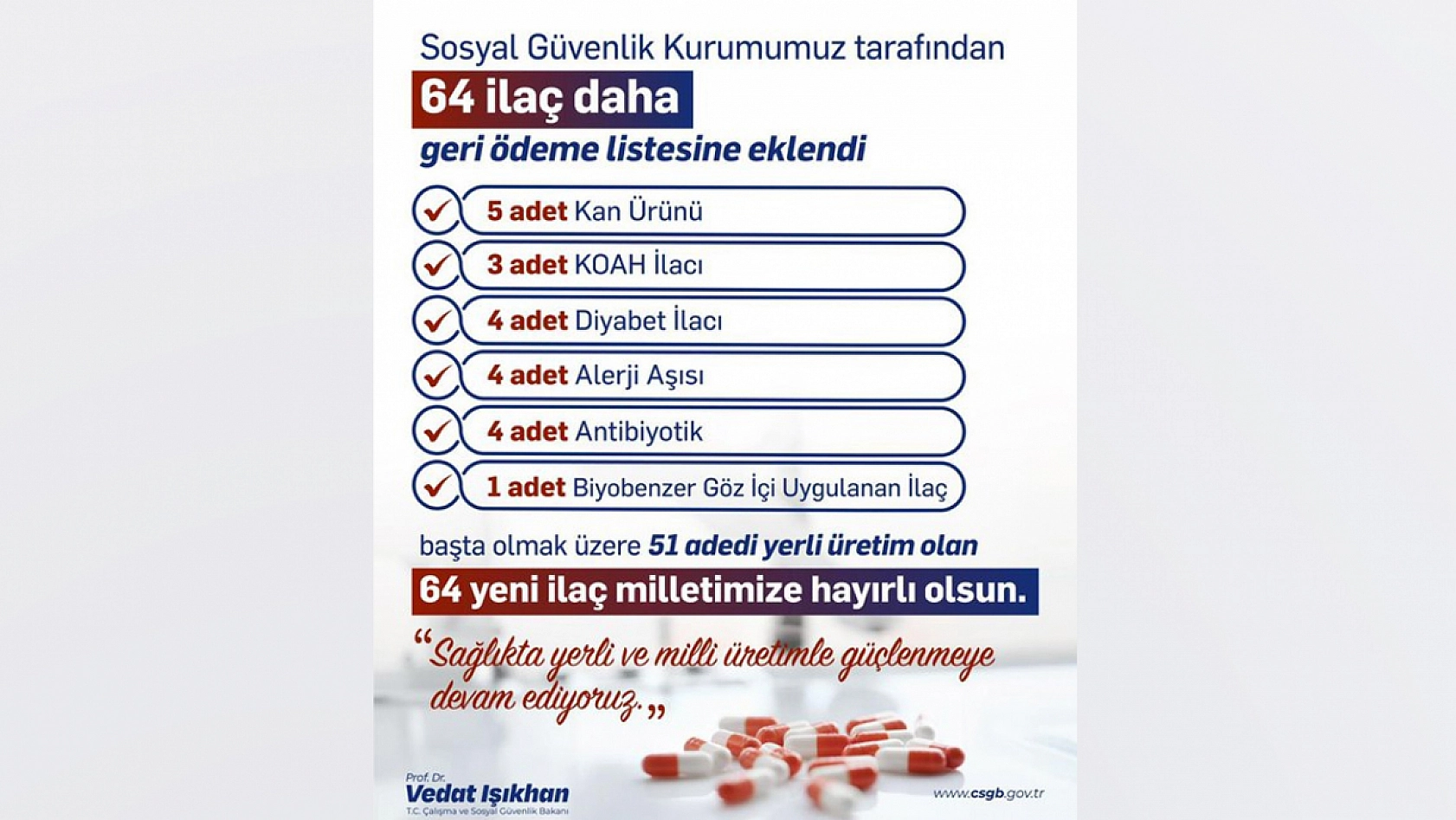SGK, 64 ilacı daha geri ödeme listesine aldı