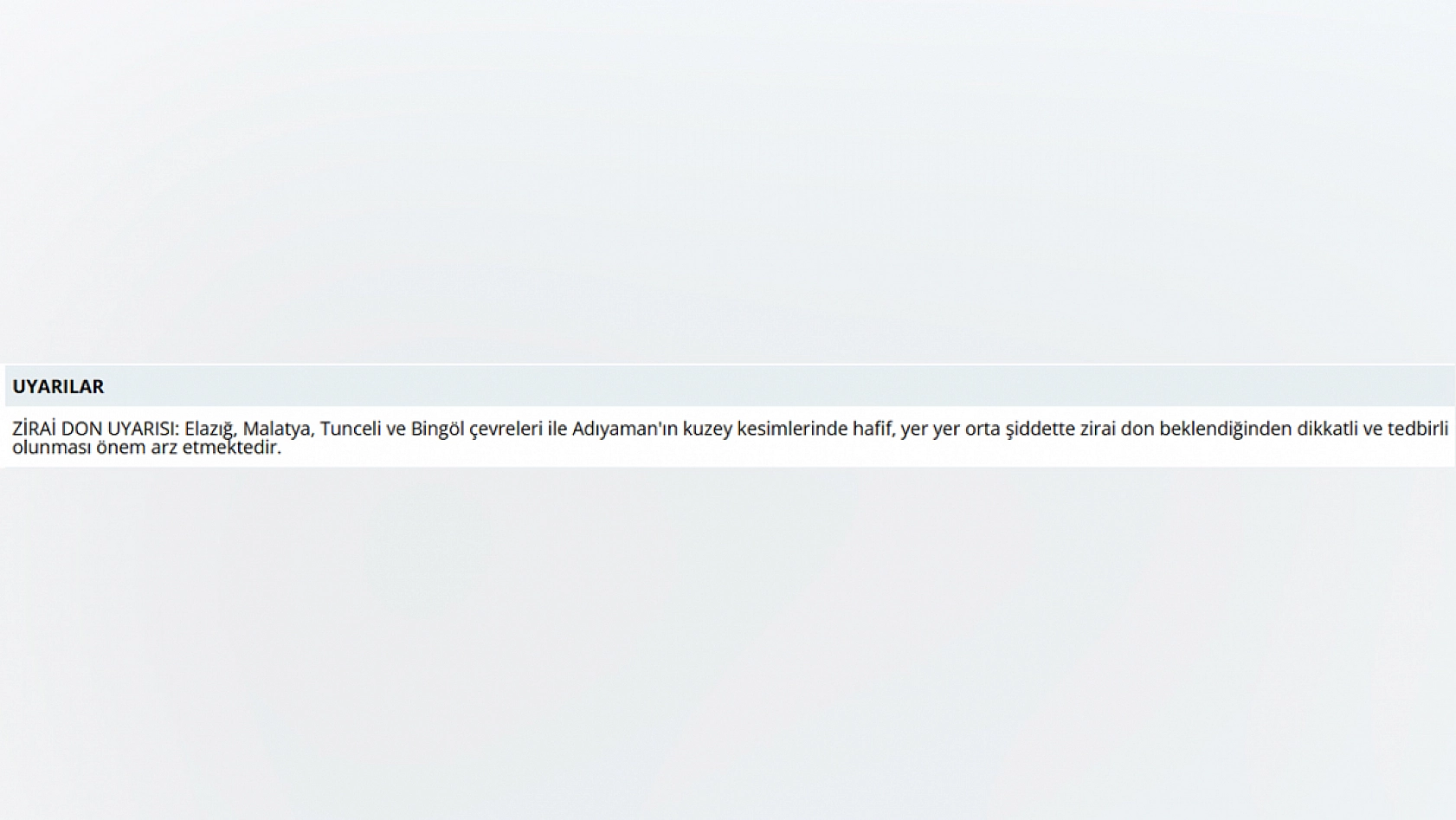 Elazığlılar dikkat! Meteoroloji'den bu uyarı size geldi