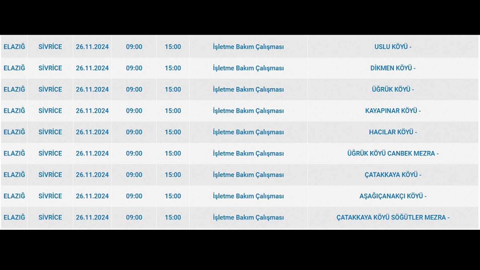 Elazığ'da Bugün 7 İlçe Karanlıkta Kalacak!