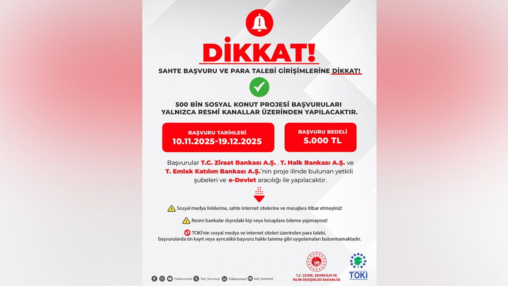 500 Bin Sosyal Konut Projesine başvuracaklar dikkat!