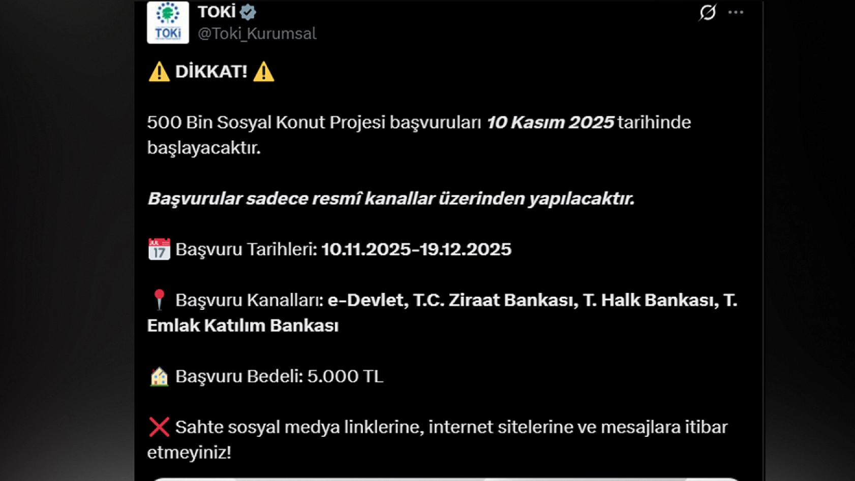 500 Bin Sosyal Konut Projesine başvuracaklar dikkat!