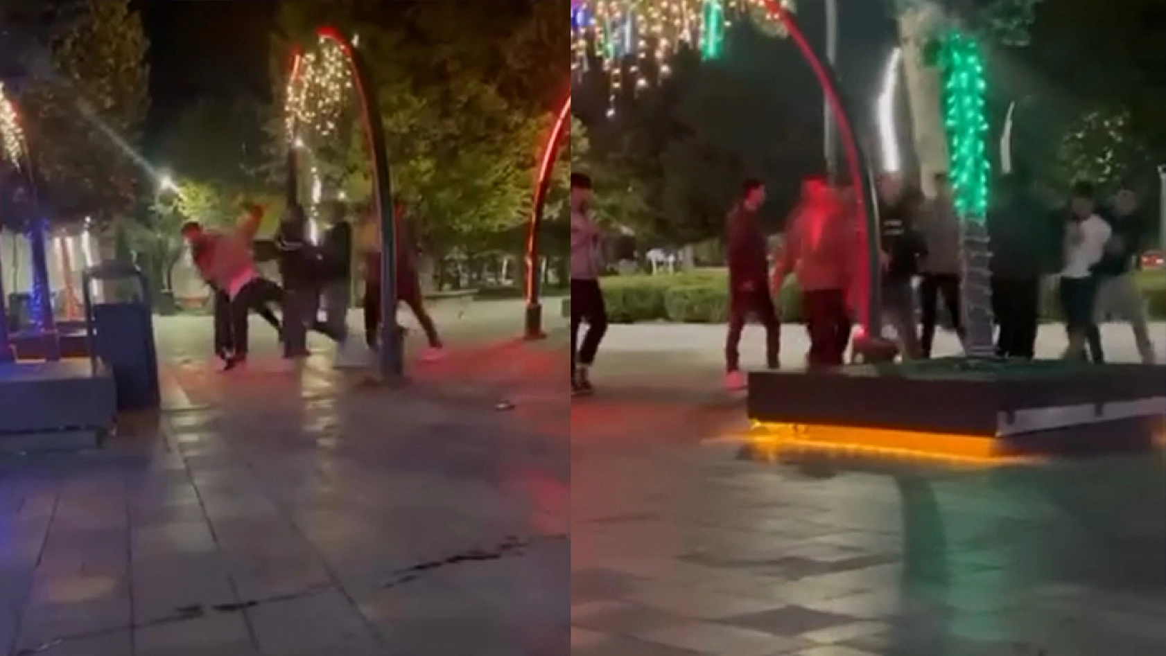 Sokak ortasında tekmeli yumruklu kavga!
