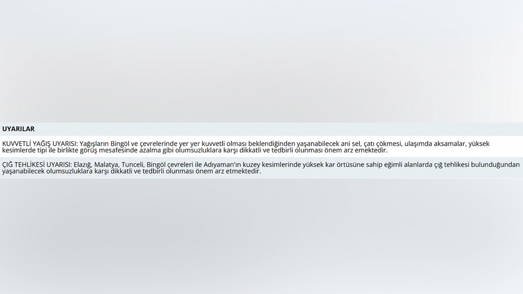 Meteoroloji'den Elazığ'a kritik uyarı! Tedbirinizi alın