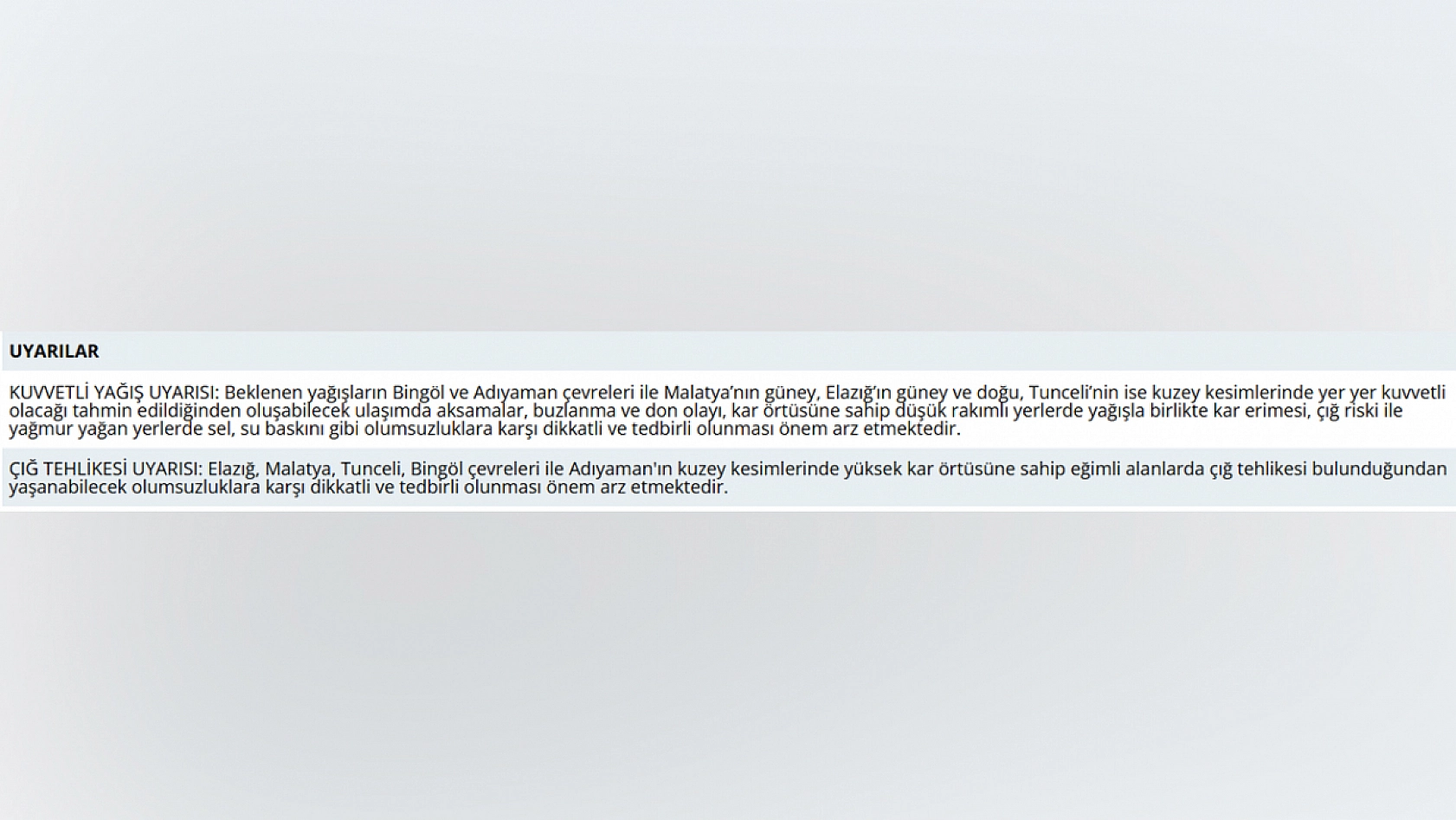 Elazığlılar dikkat! Kuvvetli yağış uyarısı yapıldı