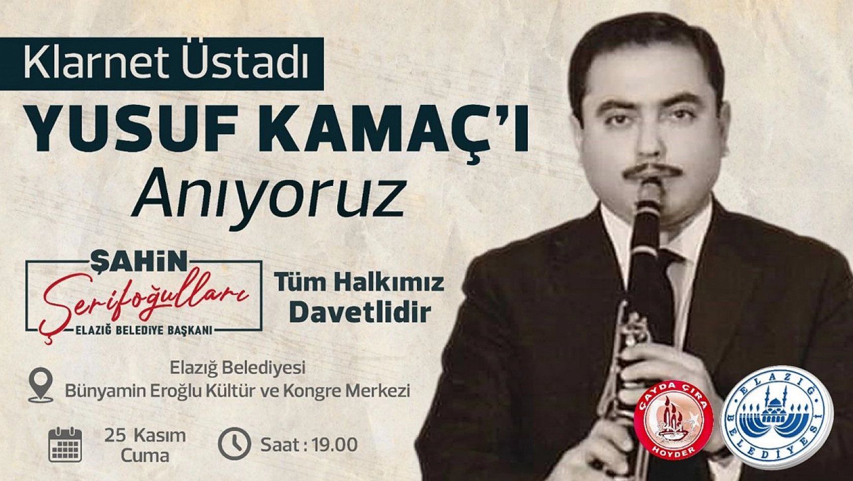 Elazığ Belediyesi, Klarnet Üstadı Yusuf Kamaç'a Anma Programı Düzenleyecek