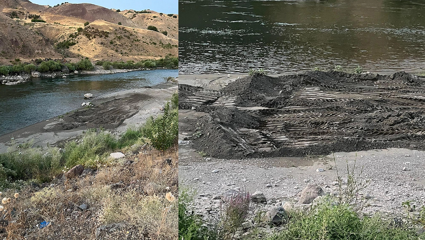 Elazığ'da Murat Nehri kıyısının tahrip edilmesine vatandaşlardan tepki