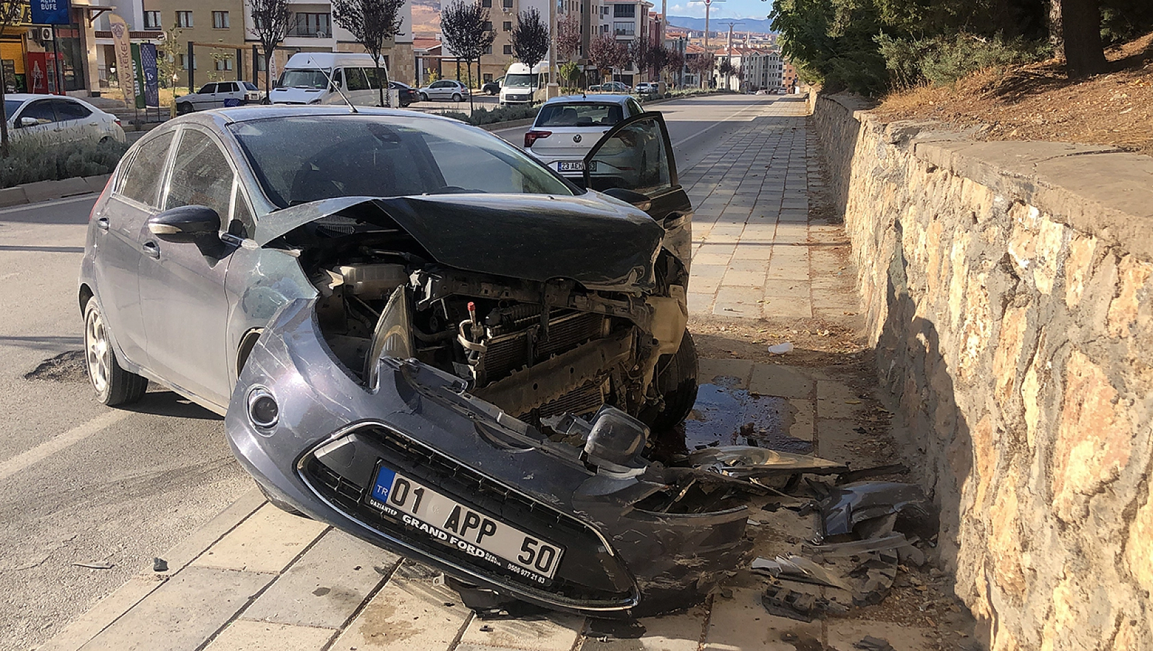 Elazığ'da otomobil bahçe duvarına çarptı