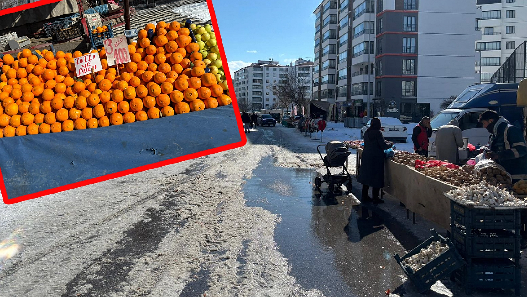 Elazığ'da soğuk ve rüzgara rağmen pazar kuruldu, fiyatlar sabit kaldı