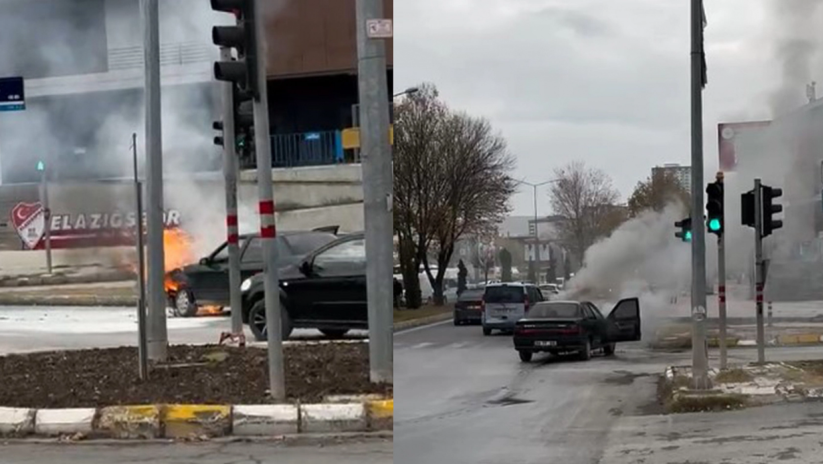 Elazığ'da yine bir otomobil alev topuna döndü