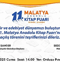 11. Malatya Anadolu Kitap ve Kültür Fuarı açılıyor
