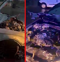 Diyarbakır'da park halindeki lüks araç alev aldı