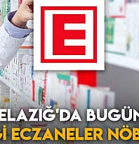 Elazığ'da bugün hangi  eczane nöbetçi? (29 Aralık 2025)