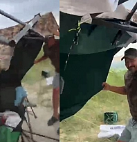 Elazığ'da çıkan fırtına kampçılara zor anlar yaşattı