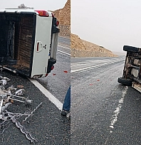 Elazığ'da facia kaygan yolda kamyonet devrildi