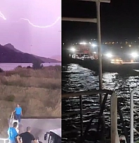 Elazığ'da fırtına feribotu iskeleye yanaştırmadı