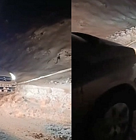 Elazığ'da karda mahsur kalan araca ekipler yetişti