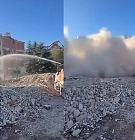 Elazığ'da korna sesi ile bina yıkıldı