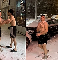 Elazığ'da Milli Boksörlerden Kar Altında Dikkat Çeken Antrenman