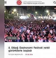 Elazığ Gastronomi Festivali Cumhurbaşkanlığı İletişim Başkanlığı sayfasında yer aldı