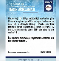 Elazığ'da taşımalı eğitime 1 gün ara