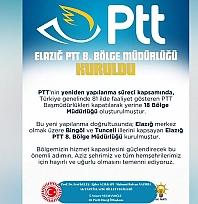 Elazığ PTT 8. Bölge Müdürlüğü kuruldu