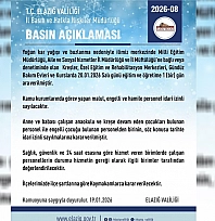 Elazığ valiliğinden duyuru