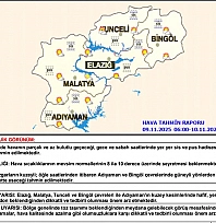Elazığ ve çevre illere toz taşınımı ve zirai don uyarısı