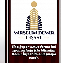 Elazığspor'un forma kol sponsoru Mirselim Demir İnşaat oldu