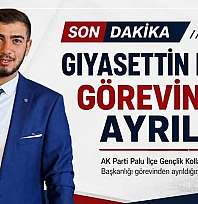 Giyasettin Erberk, AK Parti Palu İlçe Gençlik Kolları Başkanlığı'ndan istifa etti