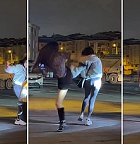 İki kadın sokak ortasında birbirine girdi