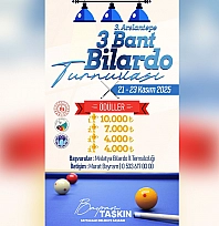 Malatya'da Arslantepe 3 bant bilardo turnuvası için kayıtlar başladı