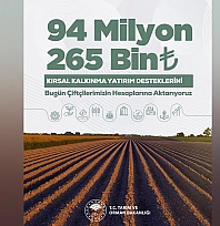 Tarımsal destek ödemesi çiftçilerin hesaplarına aktarılıyor