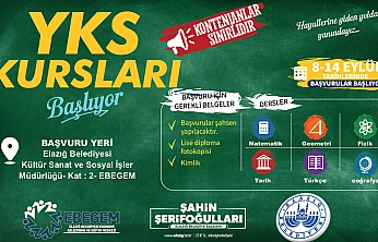 Elazığ Belediyesi'nden ücretsiz YKS kursu