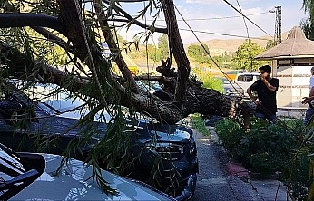 Elazığ'da fırtına dehşeti: 2 Araç hasar gördü