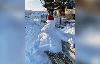 Elazığ'da kışa renk katan kardan adam