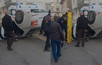 Elazığ'da korkutan kaza: Otomobil takla attı!