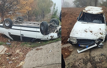 Elazığ'da korkutan kaza: Otomobil takla attı