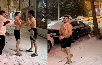 Elazığ'da Milli Boksörlerden Kar Altında Dikkat Çeken Antrenman