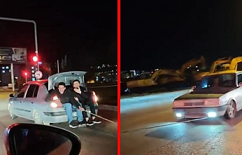 Elazığ'da pes dedirten görüntü: TOFAŞ'ı bagajdan iple çektiler