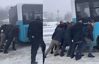Elazığ'da Yolda kalan yolcu otobüsünün yardımına vatandaşlar yetişti