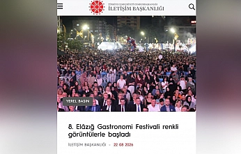 Elazığ Gastronomi Festivali Cumhurbaşkanlığı İletişim Başkanlığı sayfasında yer aldı