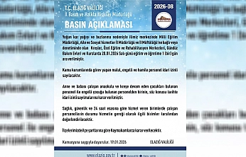 Elazığ valiliğinden duyuru