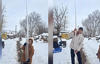 Palu'da buz sarkıtları dikkat çekti