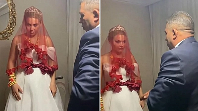 Bu nasıl gelenek? Gelinin yüz ifadesi olan biteni özetliyor
