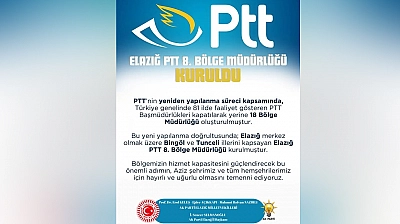 Elazığ PTT 8. Bölge Müdürlüğü kuruldu