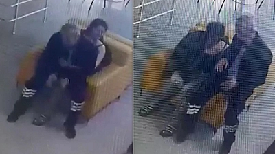 Hastanede yüz kızartan görüntüler: Önce öpücük, sonra yumruk